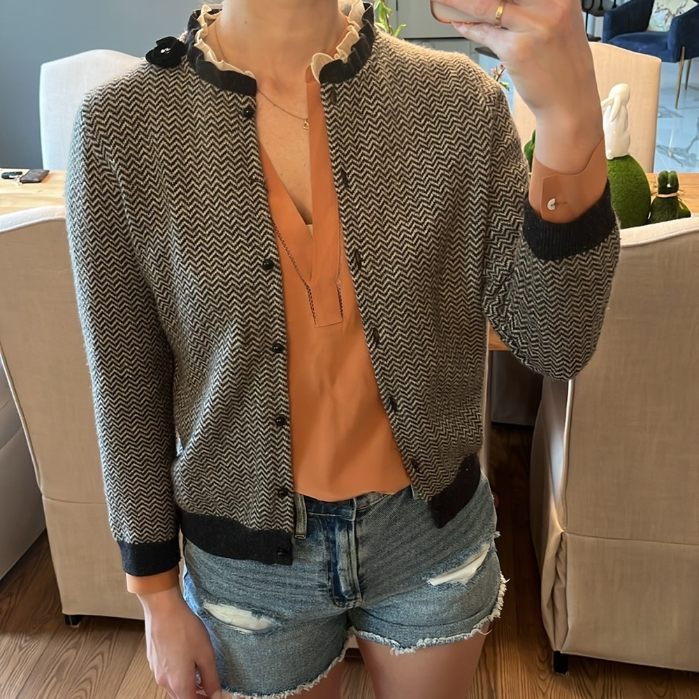 J. Crew Black and White Chevron Sweater